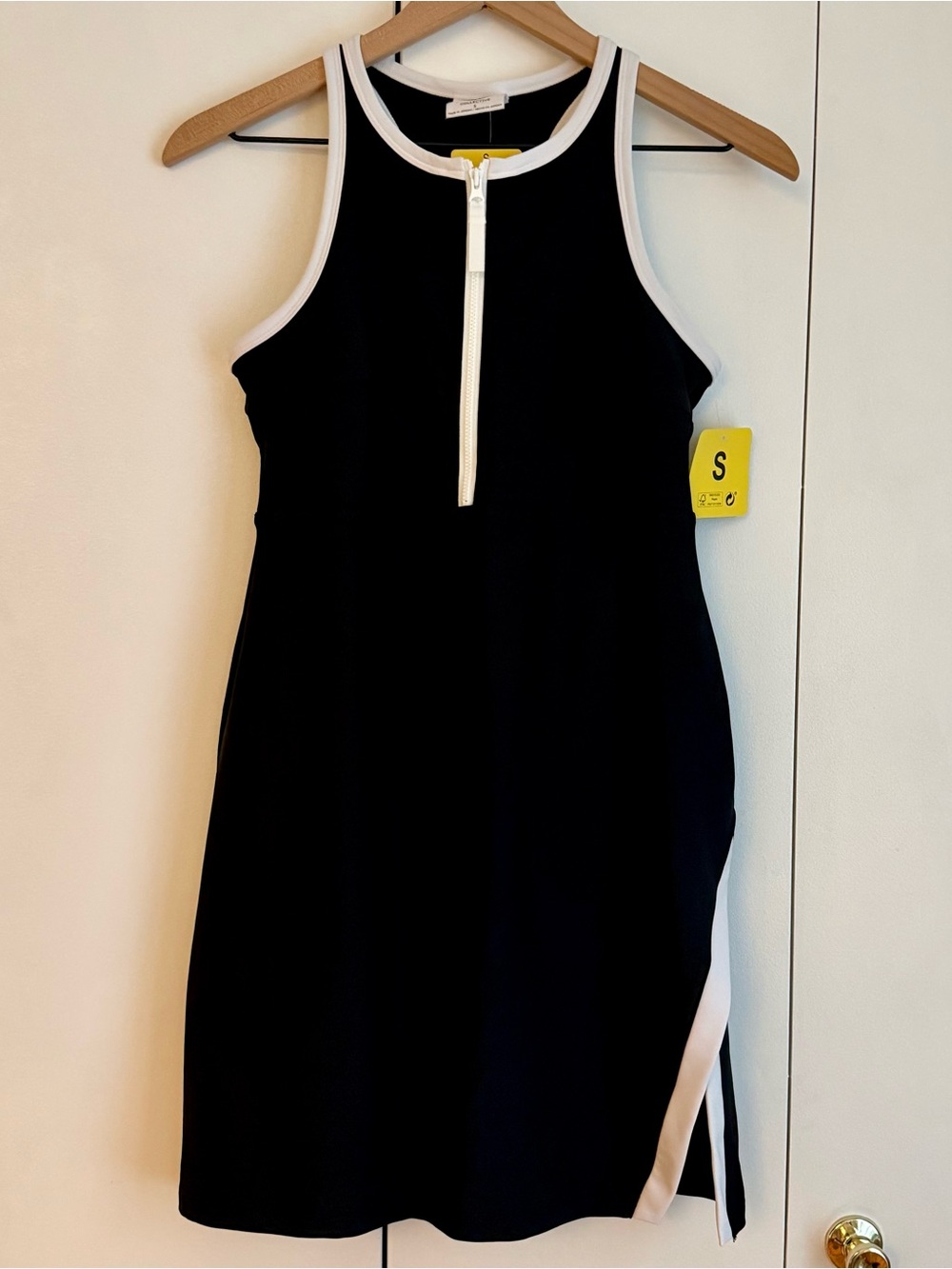 Black & White Zip-Front Mini Dress